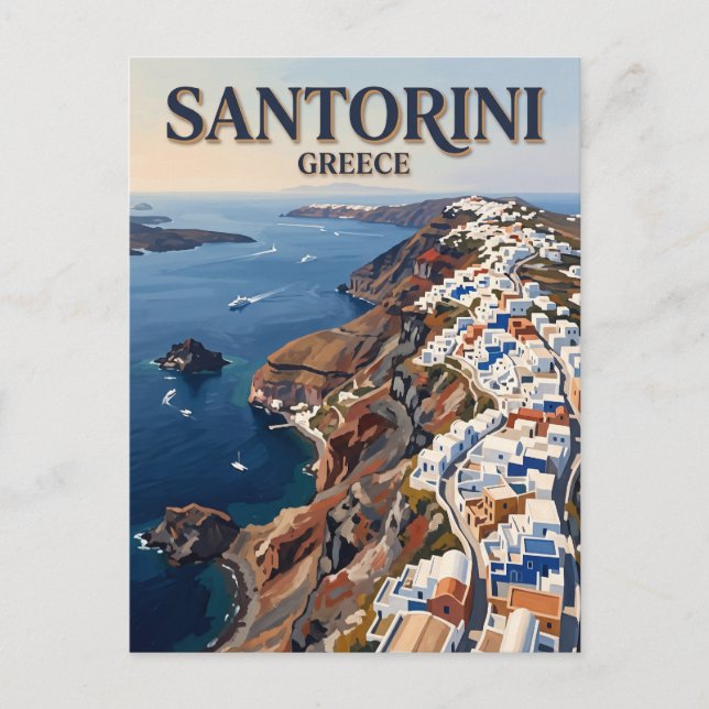 Santorini Caldera Grekland Vykort (Framsida)