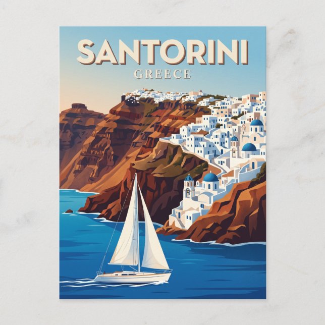 Santorini Caldera Grekland Vykort (Framsida)