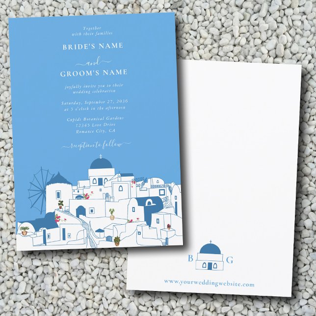 Santorini Destination Greece Island Bröllop Inbjudningar (Santorini Destination Greek Island Wedding Invitation)