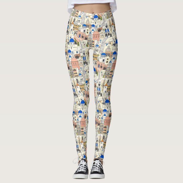 Santorini-drömmar Leggings (Framsida)