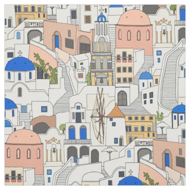 Santorini drömmar tyg (Provkarta)