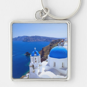 Santorini Fyrkantig Silverfärgad Nyckelring