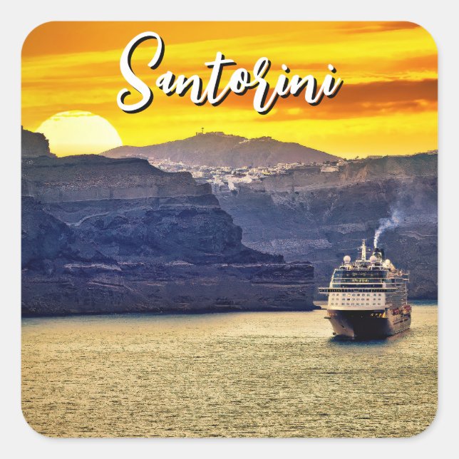 Santorini Fyrkantigt Klistermärke (Framsida)