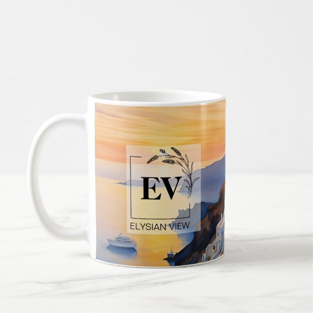 Santorini Golden Hour Watercolor Mugg (Vänster)