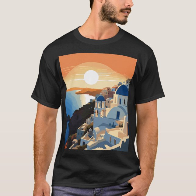 SANTORINI GREECE #1 T SHIRT (Framsida)