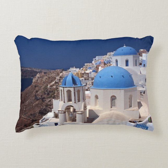 Santorini Greece Accent Pillow Prydnadskudde (Framsidan)