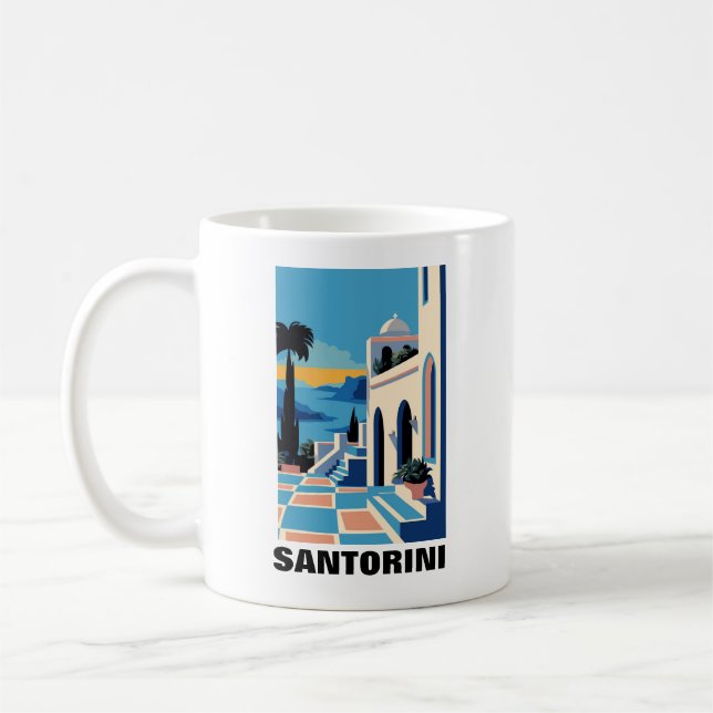 Santorini Greece Architecture Painting Kaffemugg (Vänster)