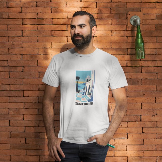 Santorini Greece Architecture Painting T Shirt (santorini painting greece shirt)