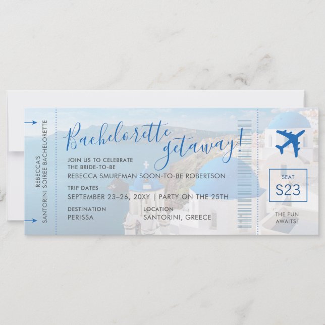 Santorini Greece Bachelorette Party Helg Inbjudningar (Framsida)