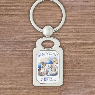 Santorini Greece Beautiful Paradise Rektangulärt Silverfärgad Nyckelring