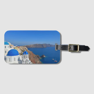 Santorini Greece Blue Domed Church Photograph Bagagebricka