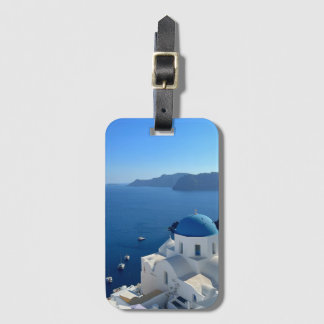Santorini Greece Blue Domed Church Photograph Bagagebricka