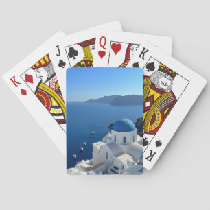 Santorini Greece Blue Domed Church Photograph Casinokort