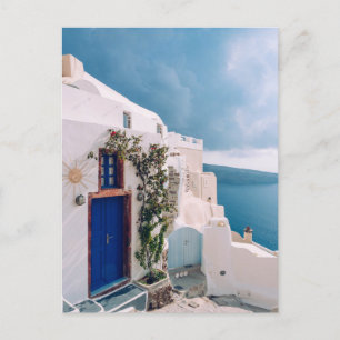 Santorini Greece - blue door at santorini greece T Vykort