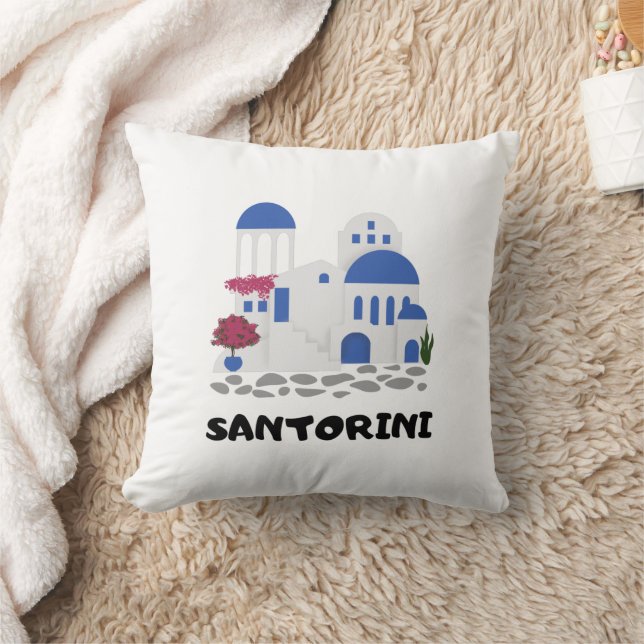 Santorini Greece Blue Tak Bygger Kudde (Filt)