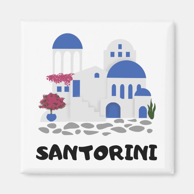 Santorini Greece Blue Tak Magnet (Framsidan)