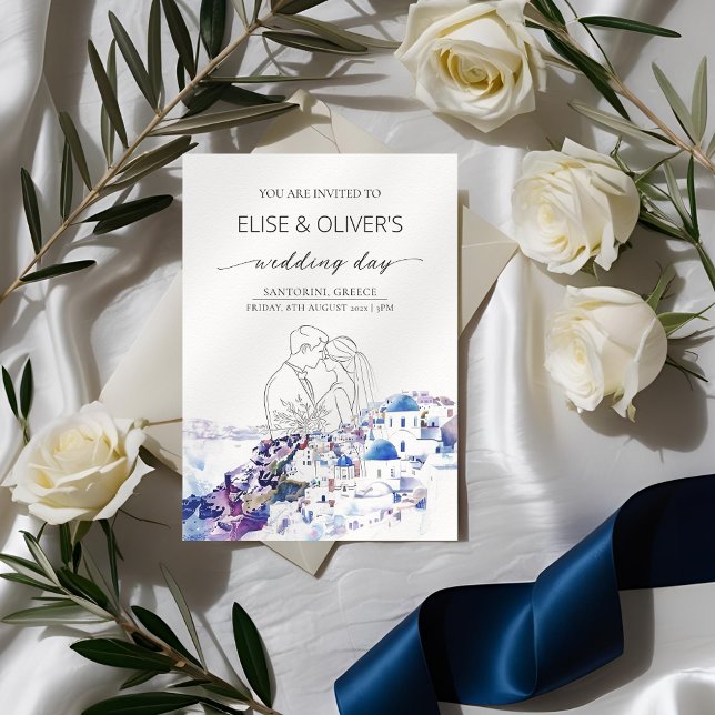 Santorini Greece Bröllop Destinationssommar Inbjudningar (Skapare uppladdad)