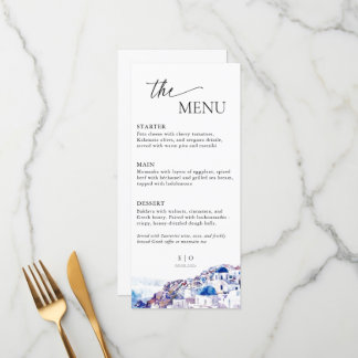 Santorini Greece Bröllop Destinationssommar Meny