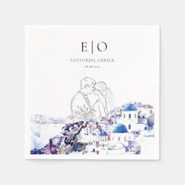 Santorini Greece Bröllop Destinationssommar Pappersservett