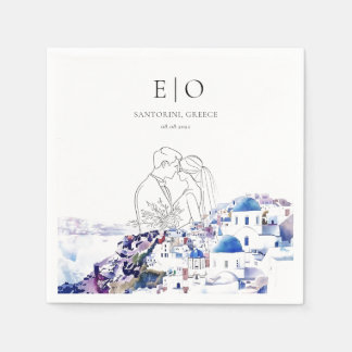 Santorini Greece Bröllop Destinationssommar Pappersservett
