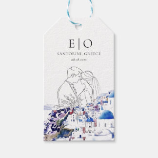Santorini Greece Bröllop Destinationssommar Presentetikett