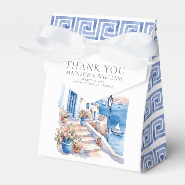 Santorini Greece Bröllop Personlig Minimum Presentaskar (Framsidan Sidan)