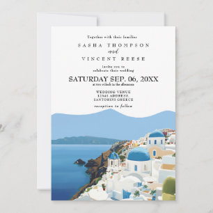 Santorini Greece bröllopsinbjudan Retro Inbjudningar