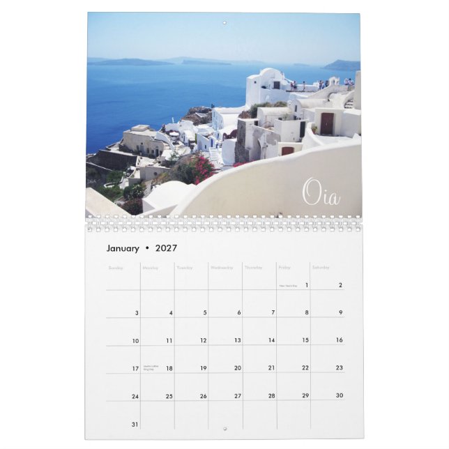 Santorini Greece Calendar Kalender (Jan 2027)