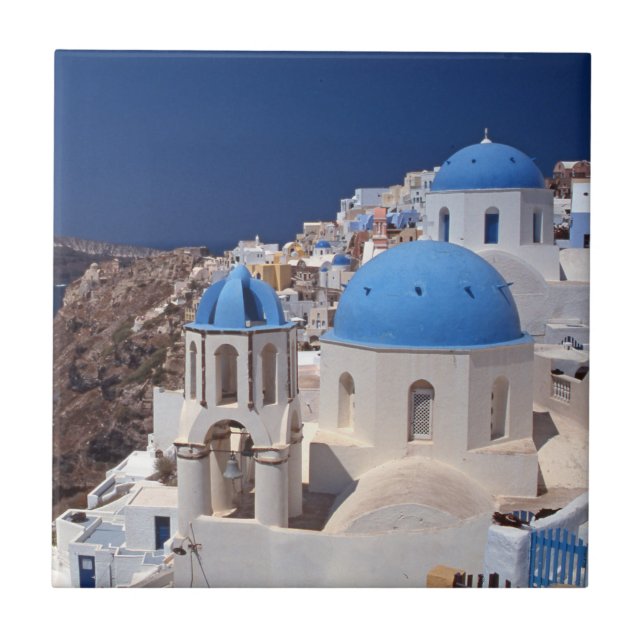 Santorini Greece Ceramic Tile Kakelplatta (Framsidan)