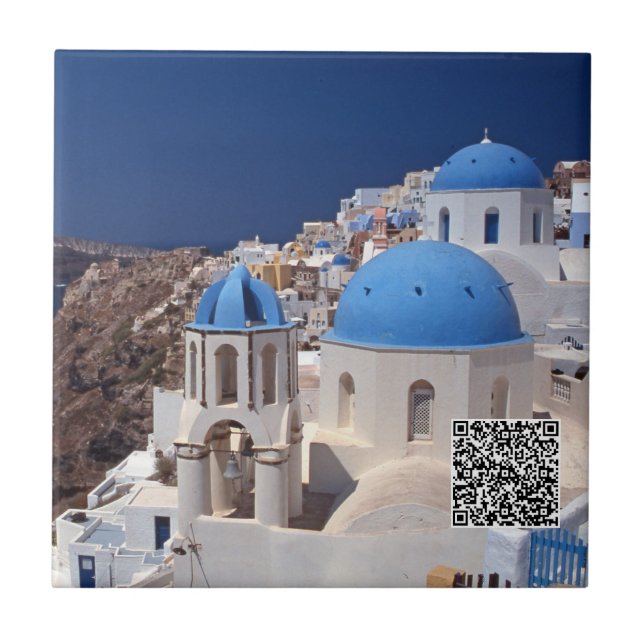 Santorini Greece Ceramic Tile Kakelplatta (Framsidan)