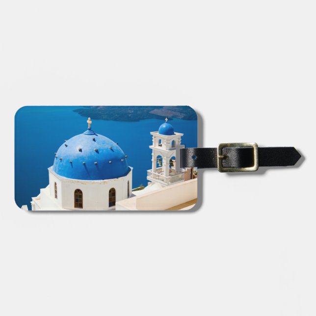 Santorini Greece Church over Caldera Bagagebricka (Horisontell Framsida)