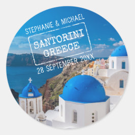 Santorini Greece Destination Anpassningsbar Passpo Runt Klistermärke