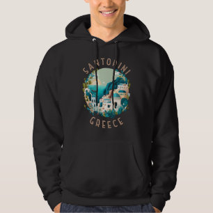 Santorini Greece Distress Circle Hoodie