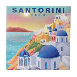 Santorini Greece Europe Art Destination Travel Kakelplatta