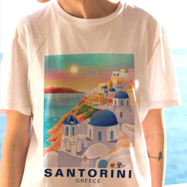 Santorini Greece Europe Art Destination Travel T Shirt (Skapare uppladdad)