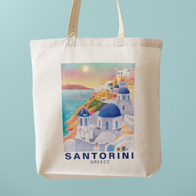 Santorini Greece Europe Art Destination Travel Tygkasse (Skapare uppladdad)
