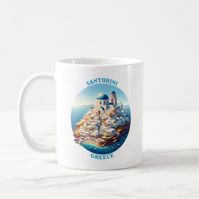 Santorini Greece Europe Kaffemugg (Vänster)