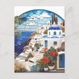 Santorini Greece Faux Mosaic Arch, grekisk by Vykort