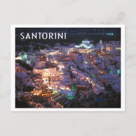 Santorini Greece i Nattfoto Vykort