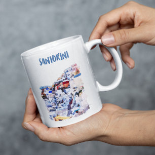 Santorini Greece Illustration Watercolor Kaffemugg
