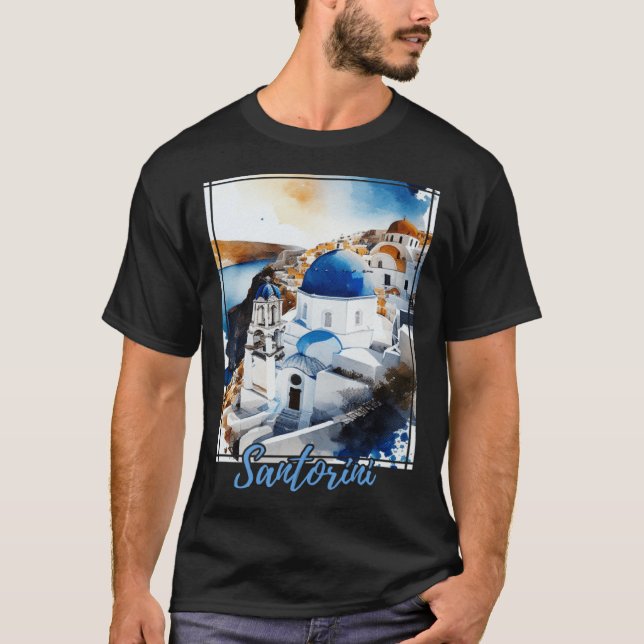 Santorini Greece Island Vacation T Shirt (Framsida)