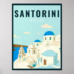 Santorini Greece Island Vintage resor Souvenir Poster