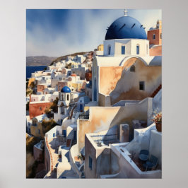 Santorini Greece Ligcape Travel Art Print Poster