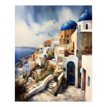 Santorini Greece Ligcape Travel Art Print Poster