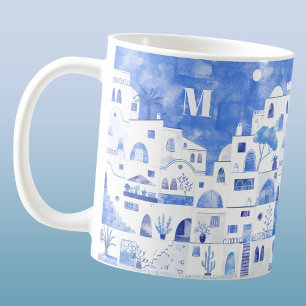 Santorini Greece Monogram Watercolor Kaffemugg
