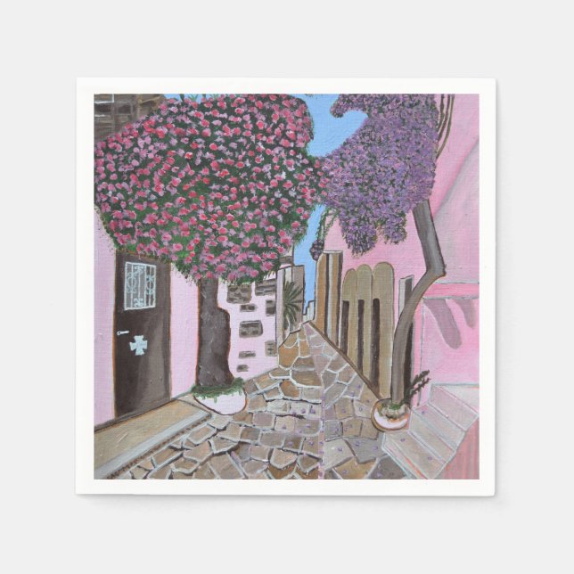 Santorini Greece napkins Pappersservett (Framsidan)