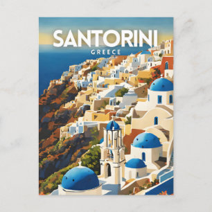 Santorini Greece Nostalgic Travel Art Vykort