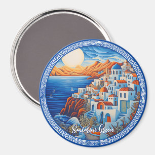 Santorini Greece Painting Resekonst Magnet
