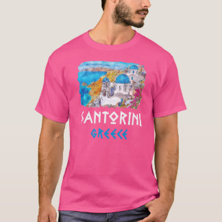 Santorini Greece Painting Souvenir T Shirt