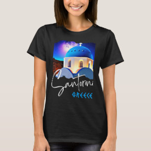 Santorini Greece Painting Travel Souvenir För mana T Shirt